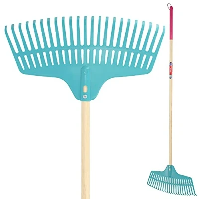 Afbeelding van KADAX Hark met houten bladhark, bladhark lange steel van hout, bladwaaier voor tuin, comfortabele hark, tuingereedschap, tuingereedschap (45 cm)