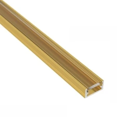 Afbeelding van ledomec LED ALU profiel Slim strip (14x7mm) in goud met afdekking (2m deksel helder)