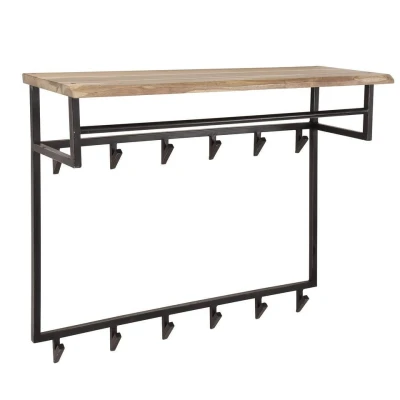 Afbeelding van Wandkapstok 12 Haken Acacia Hoedenplank Kapstok Edge Hoog Giga Meubel