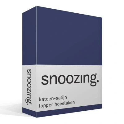 Afbeelding van Snoozing Katoen satijn Topper Hoeslaken Lits jumeaux 160x220 cm Navy