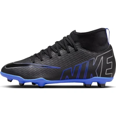 Afbeelding van Nike Performance JR Mercurial CLUB FG/MG Unisex Voetbalschoenen met kunststof noppen voor kinderen, Maat: 35, Black/chrome/hyper royal