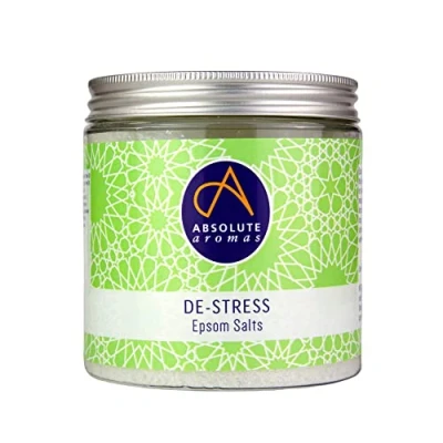Afbeelding van Absolute Aromas De Stress (Stressverlichting) Epsom Badzout 575 g Magnesium Sulfaat Doordrenkt met 100% Pure Etherische Olie Bergamot, Frankincense, Roos, Jasmijn en Lavendel Verlicht Dagelijkse Spanning