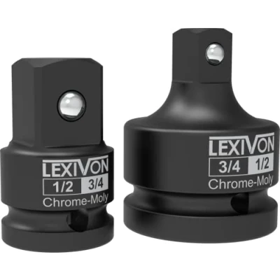 Afbeelding van LEXIVON 1/2&quot; &amp; 3/4&quot; Impact Socket Adapter, 2 delige set Verloopstuk en verhoger Chroom Moly staal = volledig slagvast (LX 403)