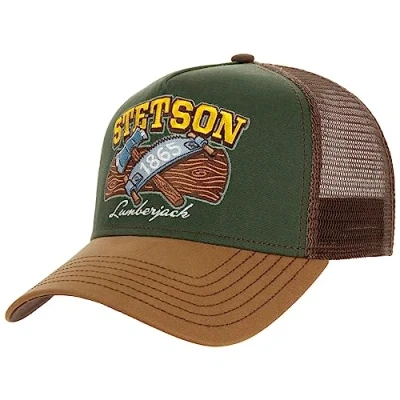 Afbeelding van Stetson Lumberjack Trucker Pet Small Dames/Heren mesh cap baseballpet truckercap Snapback met klep voor Zomer/Winter One Size bruin