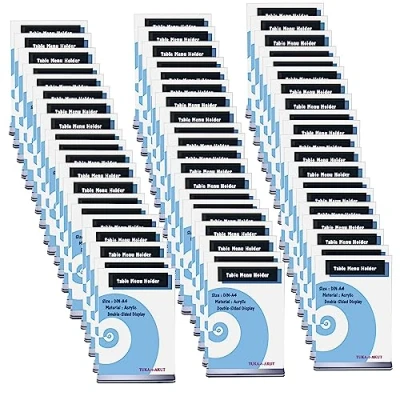 Afbeelding van TUKA i AKUT 60x Acryl Folderhouder T Type met Voet, A4 Staand Bordhouder Posterhouder Menuhouder, Folderstandaard Dubbelzijdig standaard voor Horeca Kantoren Tentoonstelling, TKD8205