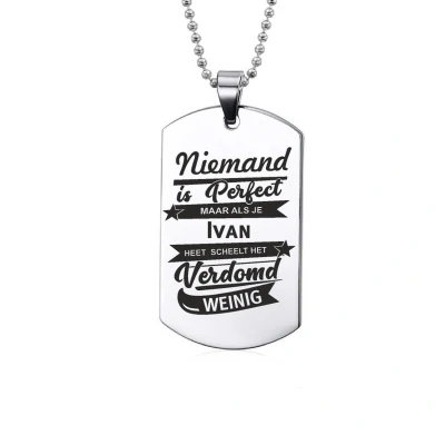 Afbeelding van Niemand Is Perfect Ivan RVS Ketting