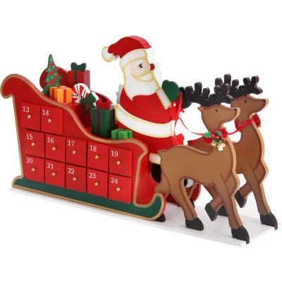 Afbeelding van Advent kalender kerstman met arrenslee en rendieren, inclusief lades