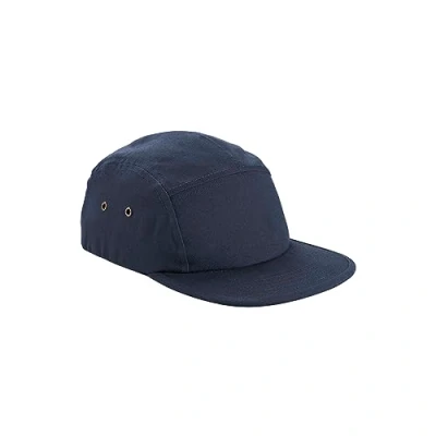 Afbeelding van Beechfield Canvas 5 panel pet Heren/dames drukknopen toevallig hoed Marine