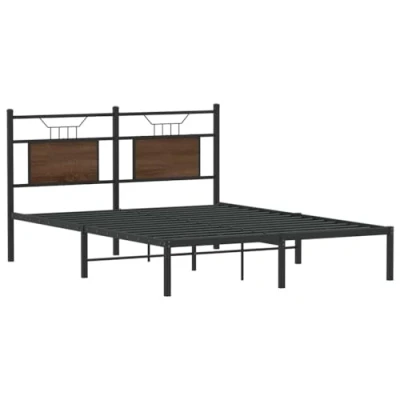 Afbeelding van Bedframe Led Massief Hout Wit 140X190 cm 140 x 190 / Bruineiken