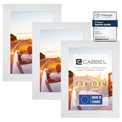 Afbeelding van CABBEL Set van 3 fotolijsten 13x18 MDF houten frame met onbreekbaar acrylglas in wit