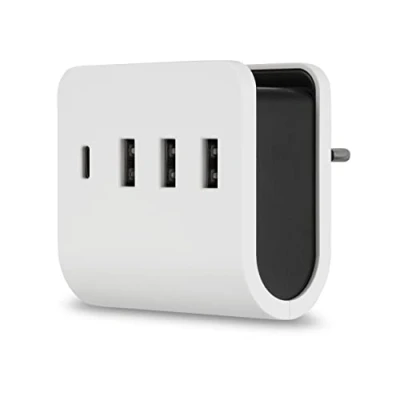 Afbeelding van REV 0020820103 USB oplader, A en C stekkeradapter, 3 + 1 voudig, met legvlak, wit
