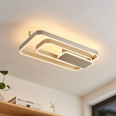 Afbeelding van Lucande LED plafondlamp met dimmer 1licht aluminium, ijzer, siliconen H: 10 cm nikkel Inclusief lichtbron