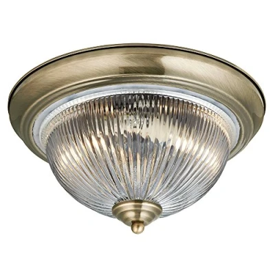 Afbeelding van Searchlight Plafondlamp American Diner IP44, messing antiek