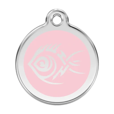 Afbeelding van Tribal Fish Pink roestvrijstalen hondenpenning large/groot dia. 3,8 cm RedDingo