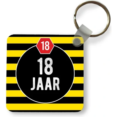 Afbeelding van Sleutelhanger Uitdeelcadeautjes Jubileum 18 jaar Feest Plastic
