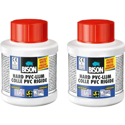 Afbeelding van 2x potjes Bison hard PVC lijm 100 ml Montagelijm