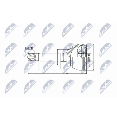 Afbeelding van Homokineet reparatie set, aandrijfas NTY NPZ IS 008