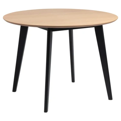 Afbeelding van Leen Bakker Eetkamertafel Roxy Eiken/zwart 76xØ105cm Eettafels Bruin Hout