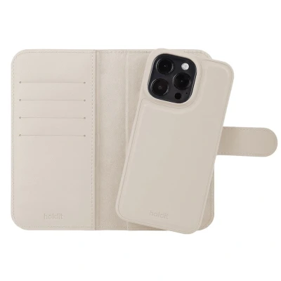 Afbeelding van Apple iPhone 12 MagSafe Hoesje Kunstleder Holdit Bookcase/2 in 1 Case Beige Telefoonhoesje