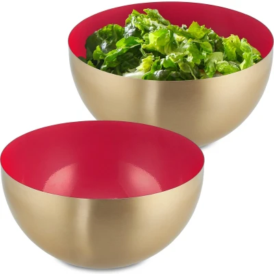 Afbeelding van Relaxdays 2x saladeschaal 2 liter saladekom serveerschaal rond mengkom rvs