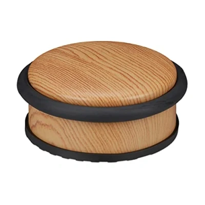 Afbeelding van Relaxdays deurstopper binnen deurhouder houtlook rubber 5 cm hoog deurvastzetter