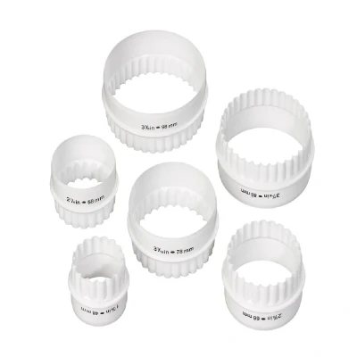 Afbeelding van Tala Omkeerbare Uitsteekvormen voor Gebak en Koekjes, Perfect Taartdeeg, Scones Meer, Dubbelzijdig met Rechte Gegolfde Randen, 6 Maten van 48mm tot 98mm