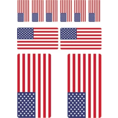 Afbeelding van 10 stuks vlaggenstickers USA set stickers Verenigde Staten van Amerika autostickers offsetdruk