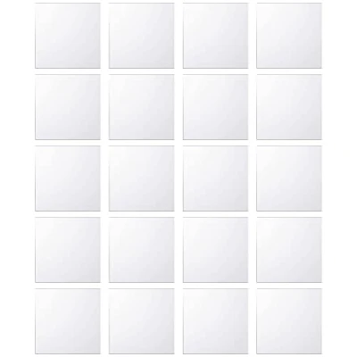 Afbeelding van DRERIO 20 stuks spiegeltegels, zelfklevend, acryl, kleine vierkante spiegel, knutselen, kunststof, mini spiegelstickers, mozaïektegels voor handwerk, decoratie, doe het zelf (10 x 10