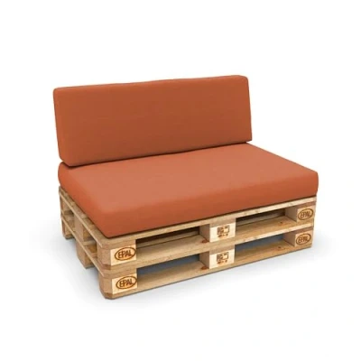 Afbeelding van POKAR Palletkussen 2 delige set: 1 x zitkussen 120 80 cm + rugleuning 40 cm, tuinbank, binnen en buiten, koudschuim, palletvrij, oranje