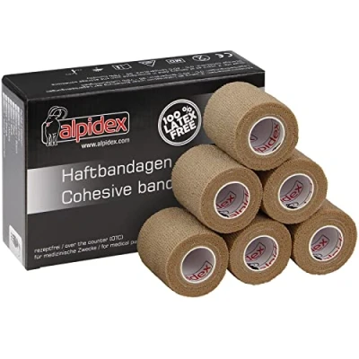 Afbeelding van ALPIDEX 6 Rollen Zelfklevend Verband 5 cm x 4,5 m Bandages Elastisch Huisdierverband Fixatieband Sport Vet Wrap Tape Paarden Honden Mensen, Kleur:beige