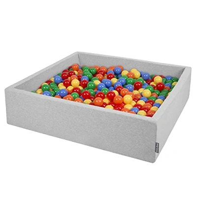 Afbeelding van KiddyMoon Schuim Ballenbak Voor Kinderen Met Ballen Ø 7 Cm Gemaakt In EU, Lichtgrijs:Geel Groene Blauw Rood Oranje,120X30cm/200