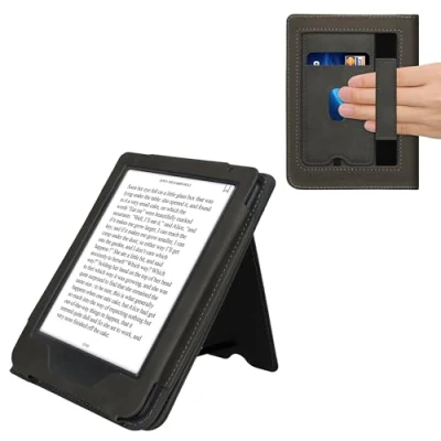 Afbeelding van kwmobile E reader hoesje geschikt voor Kobo Clara BW / Colour hoes flip case van kunstleer Ereader cover met stand In donkergrijs