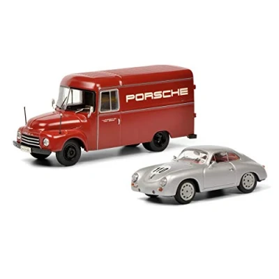 Afbeelding van Schuco Opel Blitz 1,75t + Porsche 356 Modelauto schaal 1:43