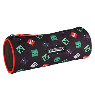 Afbeelding van Minecraft TNT ToyBags Gamer Case, cilindrisch design, etui met 1 vak, gevoerd en ritssluiting, 8 x 22 cm, 50 hojas, Medium, schooletui