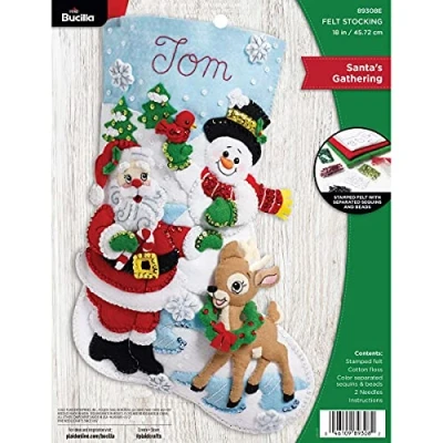 Afbeelding van Bucilla Vilt Applique kerstkous, Santa&#039;s Gathering, 45,7 cm, stof, 1