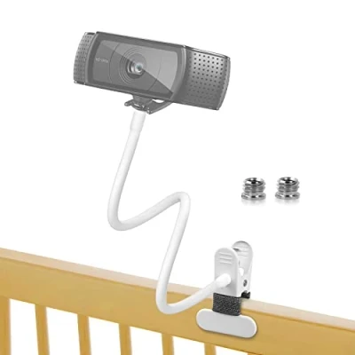 Afbeelding van Webcamhouder, 1/4 inch schroefdraad, camerahouder, universeel met 2 stuks 3/8 schroefdraadadapter voor mobiele telefoons, webcam C920 C930 en ringlampen, camera&#039;s (40 cm, wit)