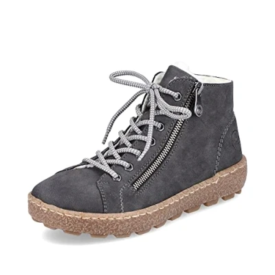 Afbeelding van Rieker DAMES Sneakers N1020, Vrouwen Lage Sneaker,verwisselbaar voetbed,lage schoen,straatschoenen,vrije tijd,sportief,Grijs (grau / 45),41 EU 7.5 UK