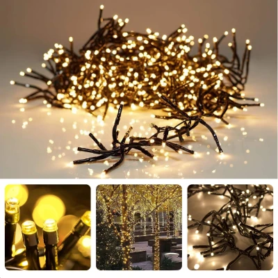 Afbeelding van Cheqo® Kerstverlichting Kerstboomverlichting Kerstlampjes 560 LED 11M Voor Binnen en Buiten Timer Warm Wit 8 Lichtfuncties Lang Snoer Clusterverlichting Sfeerverlichting Feestverlichting