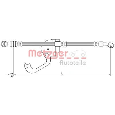 Afbeelding van METZGER 4116228 Remslang 428mm M10 x 1 SFmm HYUNDAI: Terracan (HP) 2.9 CRDi 4WD, CRDi, 2.5 TD, 3.5 i V6 4WD 2001 2006