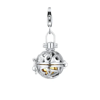 Afbeelding van Nenalina Dames Bedel Bedeltje Engel Fluisterend Geluidsbal Ornament in 925 Sterling Zilver
