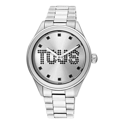 Afbeelding van TOUS Analoog horloge met armband van staal en kristallen T logo, zilverkleurig,