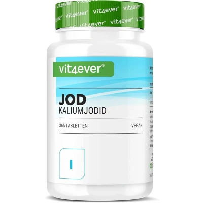 Afbeelding van Jodium 400µg 365 Kaliumjodide tabletten voor 1 jaar voorraad Geen ongewenste toevoegingen Hoog gedoseerd Veganistisch