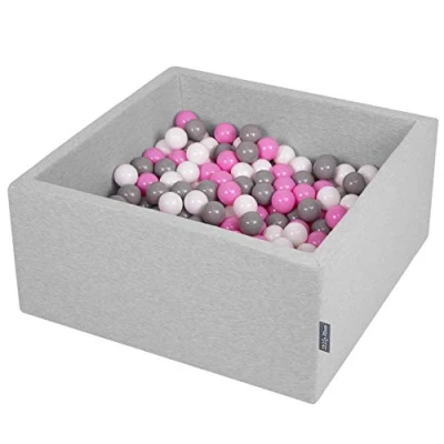 Afbeelding van KiddyMoon Schuim Ballenbak Voor Kinderen Met Ballen Ø 7 Cm Gemaakt In EU, Lichtgrijs:Grijs Wit Roze,90X40cm/200