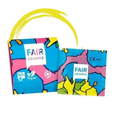 Afbeelding van FAIR SQUARED 1 stuk condooms Ultimate Thin ultra dunne veganistisch gevoelsecht flinterzacht natuurlijk rubber duurzaam en eerlijk LGBTQ