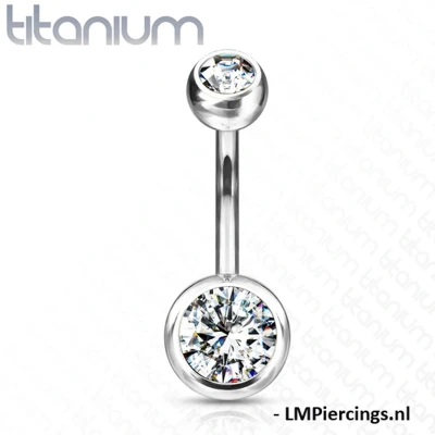 Afbeelding van Piercing titanium steen wit groot 12mm