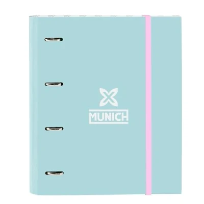 Afbeelding van München Heaven Ordner met 4 ringen, 35 cm, 100 A4 vellen, ideaal voor kinderen van verschillende leeftijden, comfortabel en veelzijdig, kwaliteit duurzaamheid, 27 x 3,5 32 hemelsblauw,