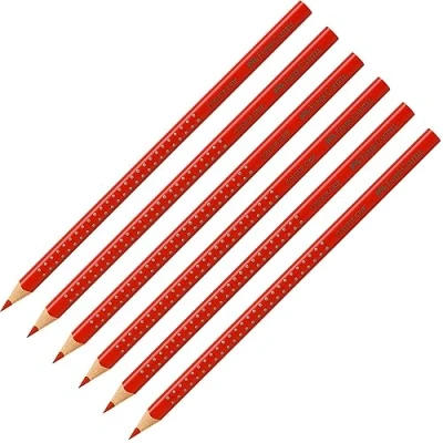 Afbeelding van Faber Castell 205069 Colour Grip kleurpotloden, dageraad rood, 6 stuks, breukvast, kleurpotloden voor volwassenen en kinderen