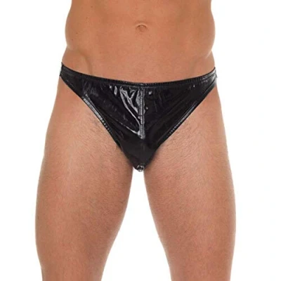 Afbeelding van Amorable by Rimba Erotische String voor Mannen Verleidelijke Zwarte Lak Look Slip One Size