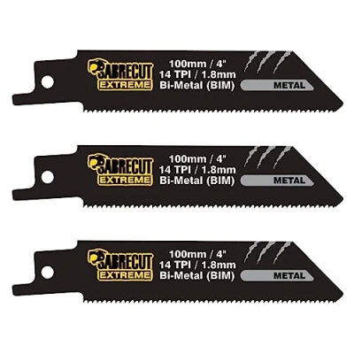 Afbeelding van 3 x SabreCut SCRS522BF 100 mm 14 TPI S522BF Snelle metaalsnijdende reciprozaagbladen Compatibel met Bosch Dewalt Makita en vele anderen