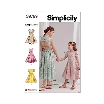 Afbeelding van SIMPLICITY SS9799K5 kinder en meisjesjurken K5 (7 8 10 12 14)